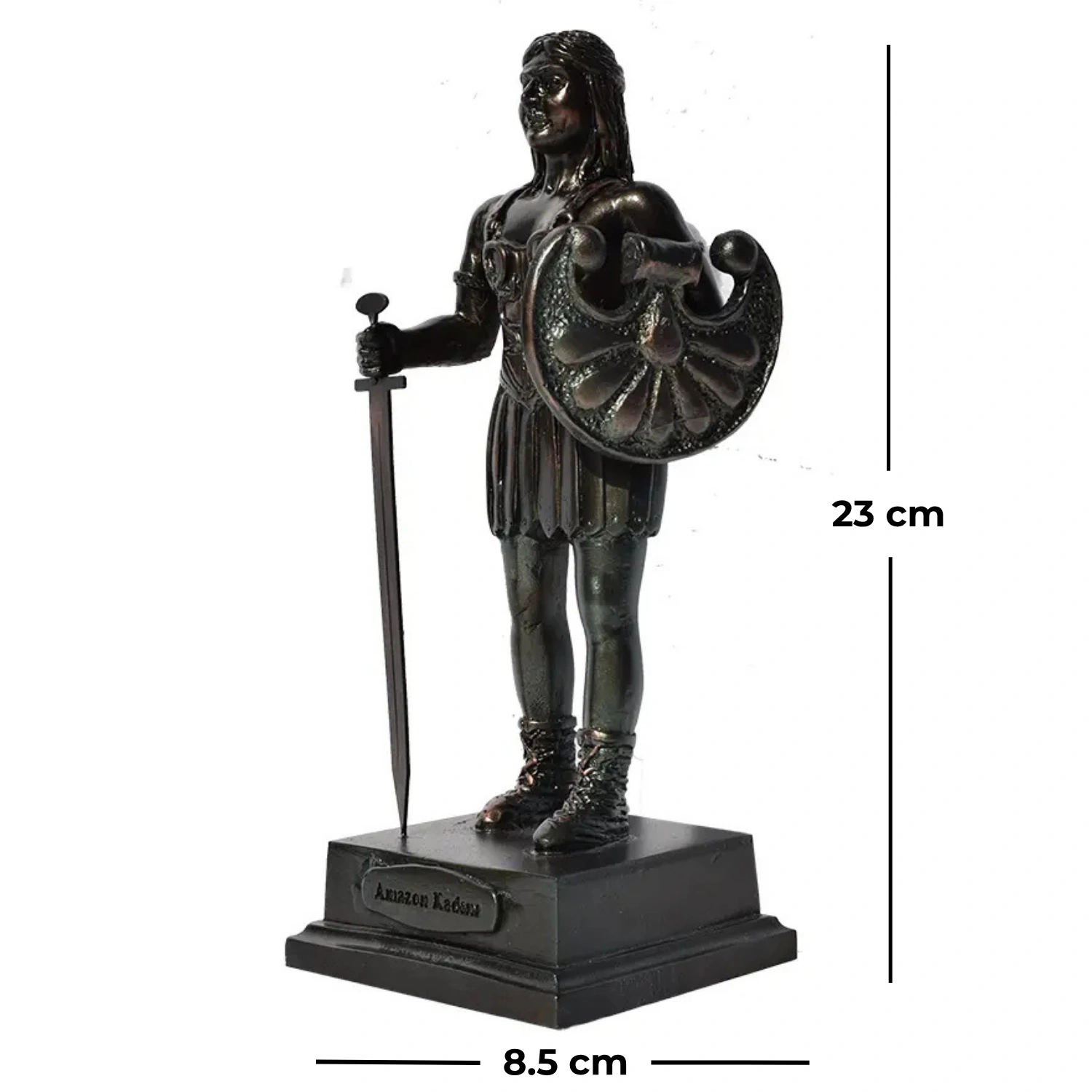 23 cm antik bronz Amazon Kadını Kılıçlı Biblo ön görünüm